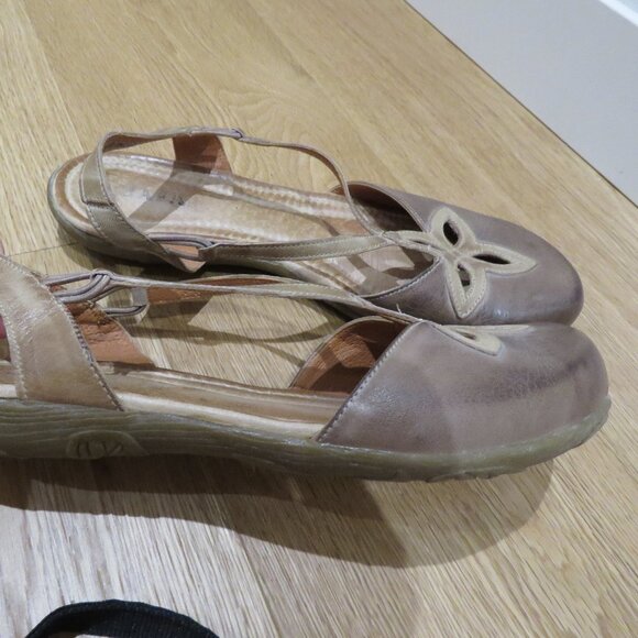 JAFA Antique Distressed Brown Strappy Cut Out Leather Comfort Sandals Boho - Picture 5 of 14